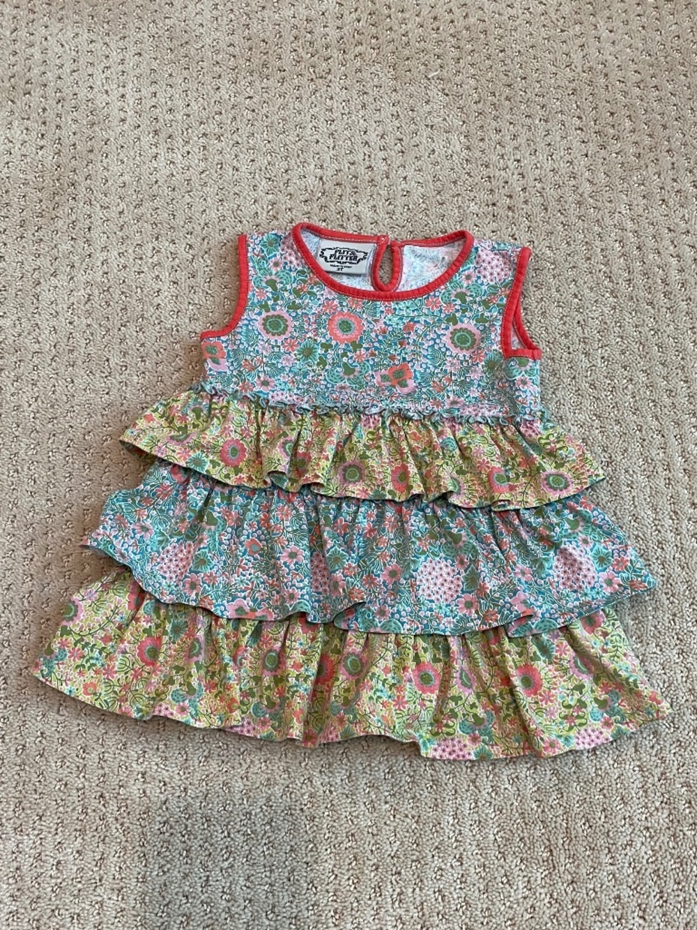 Flit & Flitter Mixed Floral Tiered Ruffle Dress 3T Boho